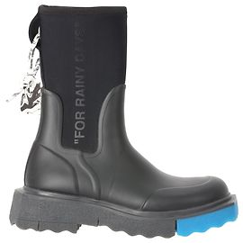 Off White  Off-White Sponge Rain Boots in Black Rubber