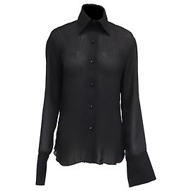 Dolce & Gabbana Blusa trasparente a maniche lunghe con colletto Dolce and Gabbana in viscosa nera