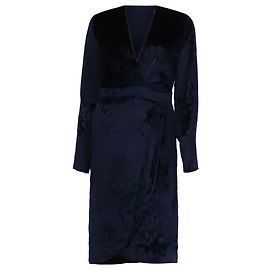 Vestido efeito envelope Gucci com padrão de leopardo em veludo azul marinho