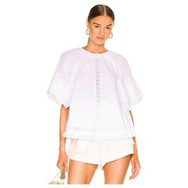 Autre Marque Joslin Bluse aus weißer Baumwolle mit Spitzenbesatz