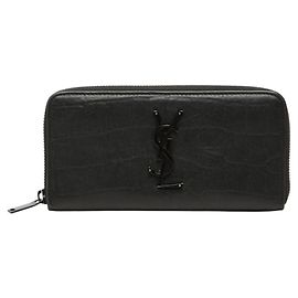 Autre Marque Cartera larga de piel negra Saint Laurent