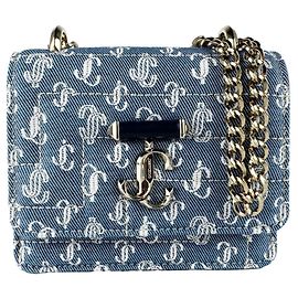 Jimmy Choo Micro Avenue Quad Schultertasche in Denim Blue