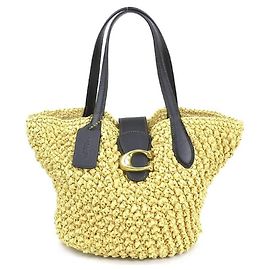 Borsa Coach in pelle e rafia