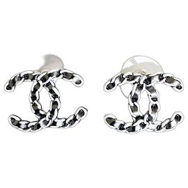 Pendientes Chanel CC Logo en metal plateado