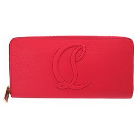 Cartera larga de cuero roja con cremallera redondeada By My Side de Christian Louboutin