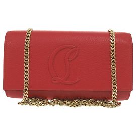Borsa a tracolla con catena e portafoglio in pelle rossa Christian Louboutin BY MY SIDE