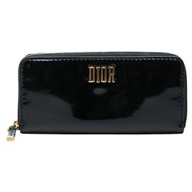 Cartera larga Christian Dior de esmalte negro