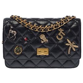 CHANEL Wallet On Chain 2.55 Tasche aus schwarzem Leder - 103931