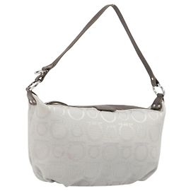Borsa Salvatore Ferragamo Gancini in tela grigio argento autentica BA15559