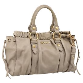 Miu Miu Handtasche Leder 2way Beige Gold Auth 204331V