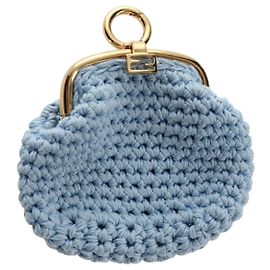 Portamonete FENDI Canvas Azzurro Oro Auth 203623M