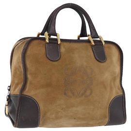 Bolsa de mão LOEWE Amazona 32 em camurça bege tom dourado Auth ka6290