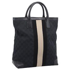 Bolsa de Mão GUCCI GG Canvas Preta Prata 002 1093 3444 Auth 201351