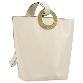 Céline Borsa a tracolla CELINE Circle in pelle Bianco Oro Auth 204441