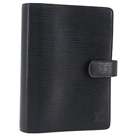 LOUIS VUITTON Epi Agenda MM Day Planner Cover Black R20042 LV Auth 204361