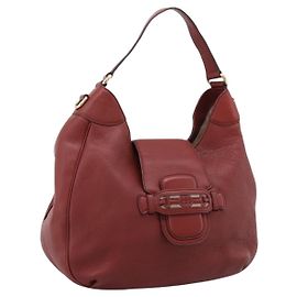 GUCCI Schultertasche Leder 2way Rot Gold 296851 Auth 204829A