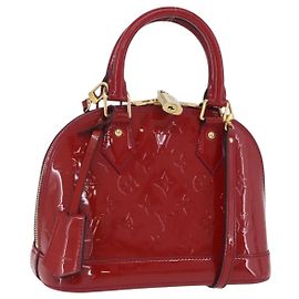 Bolsa LOUIS VUITTON Monogram Vernis Alma BB 2way Red Slys M90174 Auth BA15815A