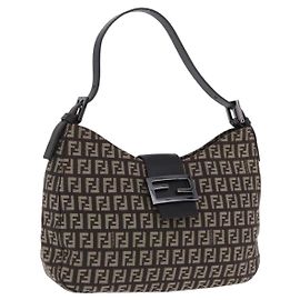 FENDI Bolsa de Ombro Mamma Baguette em Lona Zucchino Castanho 8BR036 Auth 198299V