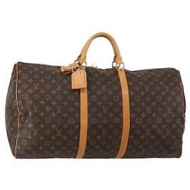 LOUIS VUITTON Monogram Keepall 60 Boston Bag M41422 LV Auth 201934V