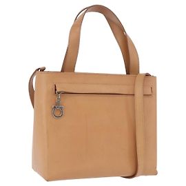 Borsa Salvatore Ferragamo Gancini in pelle 2way Marrone Argento Auth BA15725