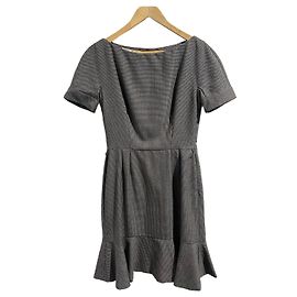 Autre Marque Dior Kleid aus Wolle grau Hahnentritt