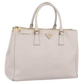 Borsa a mano PRADA Galleria in pelle Saffiano White Gold Auth 201363