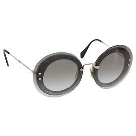 Gafas de sol Miu Miu Plastic Gold Tone Auth 203629