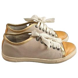 Sapatilhas Lanvin Bege em Lona e Pele Tamanho 35