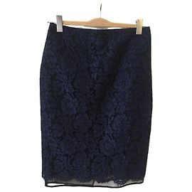 Falda midi de encaje azul marino Msgm