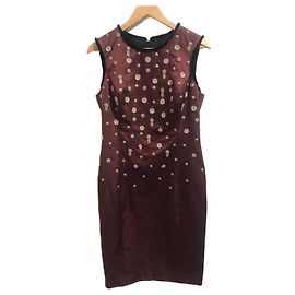 Jason Wu Kleid aus burgunderrotem Satin mit Perlen und Kristallstickerei