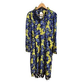 Abito Balenciaga con Stampa Floreale Blu e Gialla Taglia 38