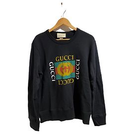 Felpa Gucci nera in cotone con logo