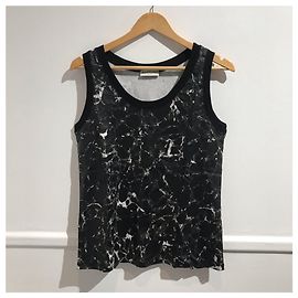 Canotta Balenciaga in cotone nero con stampa marmorizzata M