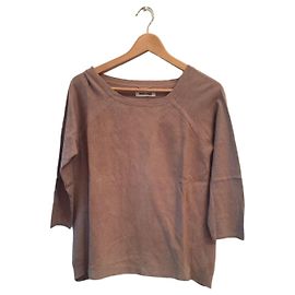 Max & Moi Beige Suede and Cashmere Sweater Size 36