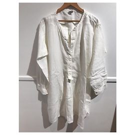 Autre Marque Vestido Sunday T.M de lino blanco de manga larga