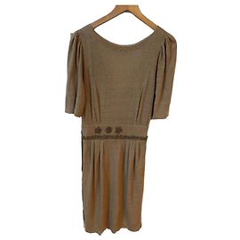 Vestido Chloé de lino beige halter