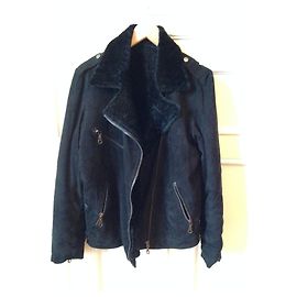 Autre Marque Lammfelljacke Schwarz T.38