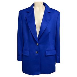 Blazer Escada in angora blu cobalto a due bottoni