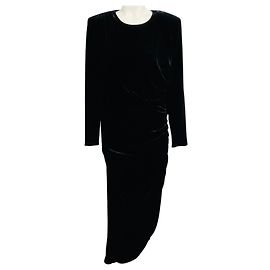 Veronica Beard Tristana Midi-Kleid aus Stretch-Samt in Schwarz