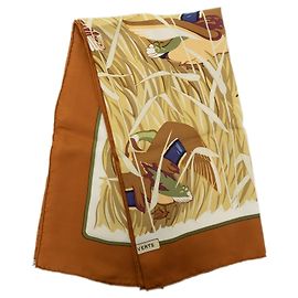 Foulard di seta Hermès Cols Verts Marrone 90