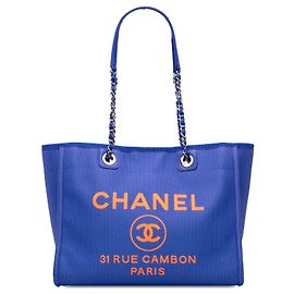 Borsa Tote Deauville Small in tela blu Chanel