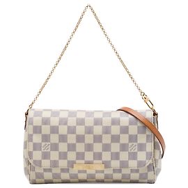 Louis Vuitton Favorite MM Satchel Damier Azur Weiß