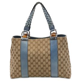 Gucci Medium GG Canvas Bamboo Libeccio Tote Beige