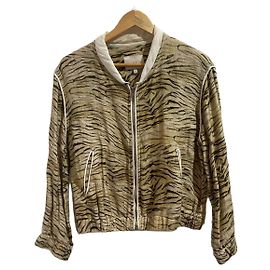 Iro Jeffry Bomberjacke aus Leinen mit Tigerprint Beige
