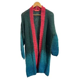 Autre Marque Gilet Rose Carmine vert / bleu T.U.