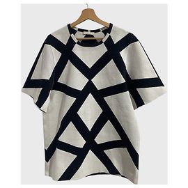 Céline T-Shirt Kleid Weiß Geometrischer Print