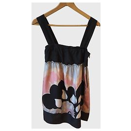 Top de seda estampado Missoni negro