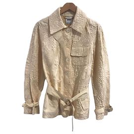 Giacca Trapuntata Moschino in Seta Beige Taglia 40