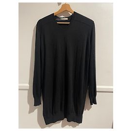 Camisola Céline preta de cashmere decote em V logo Triumph Tamanho S