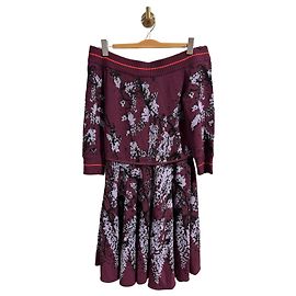 Vestido de punto morado con motivo floral Elie Saab